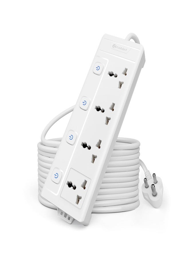 Cablet Extension Board 10 Meter Cable | 2500W 10A | 4 Universal Multi Plug Socket with Individual Switches | 10 Meter Heavy Duty Cord | LED Indicator, Power Strip & Spike Guard for Home & Office Use - Image 1